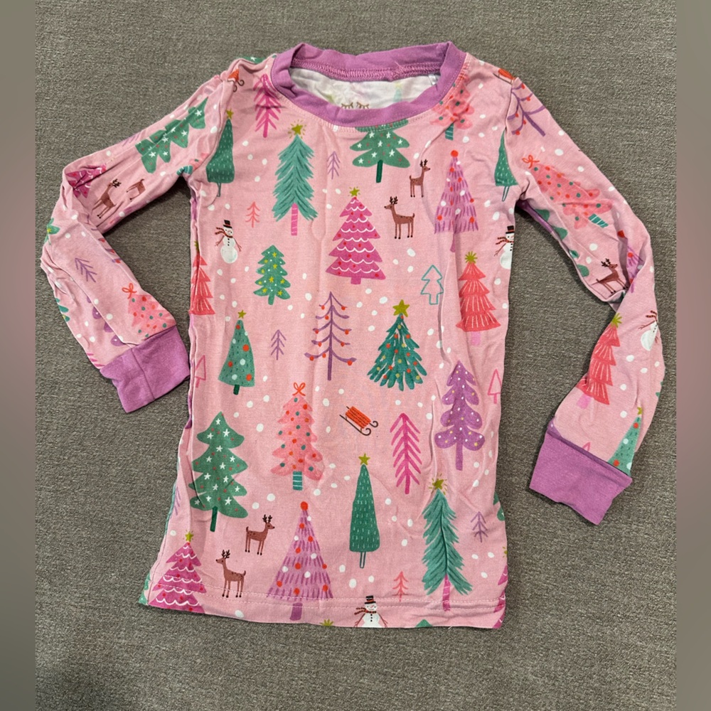 Little Sleepies Pink Trees Christmas Two Piece Pajama Set
